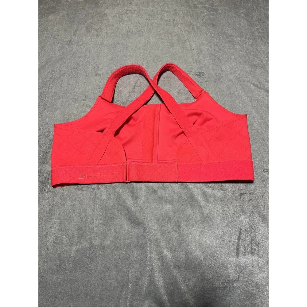Shefit Sports Bra Womens 5Luxe Pink Zip Front Adjustable High Impact Crossback